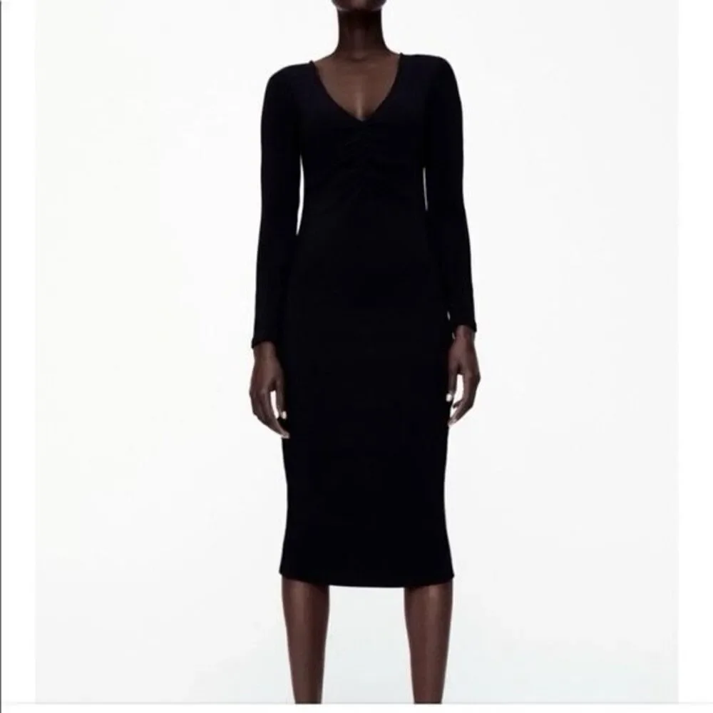 zara ottoman rib dress Zara | Intimates & Sleepwear | Zara Ottoman Knitdress V Neck Ruched Front  Sz Xl